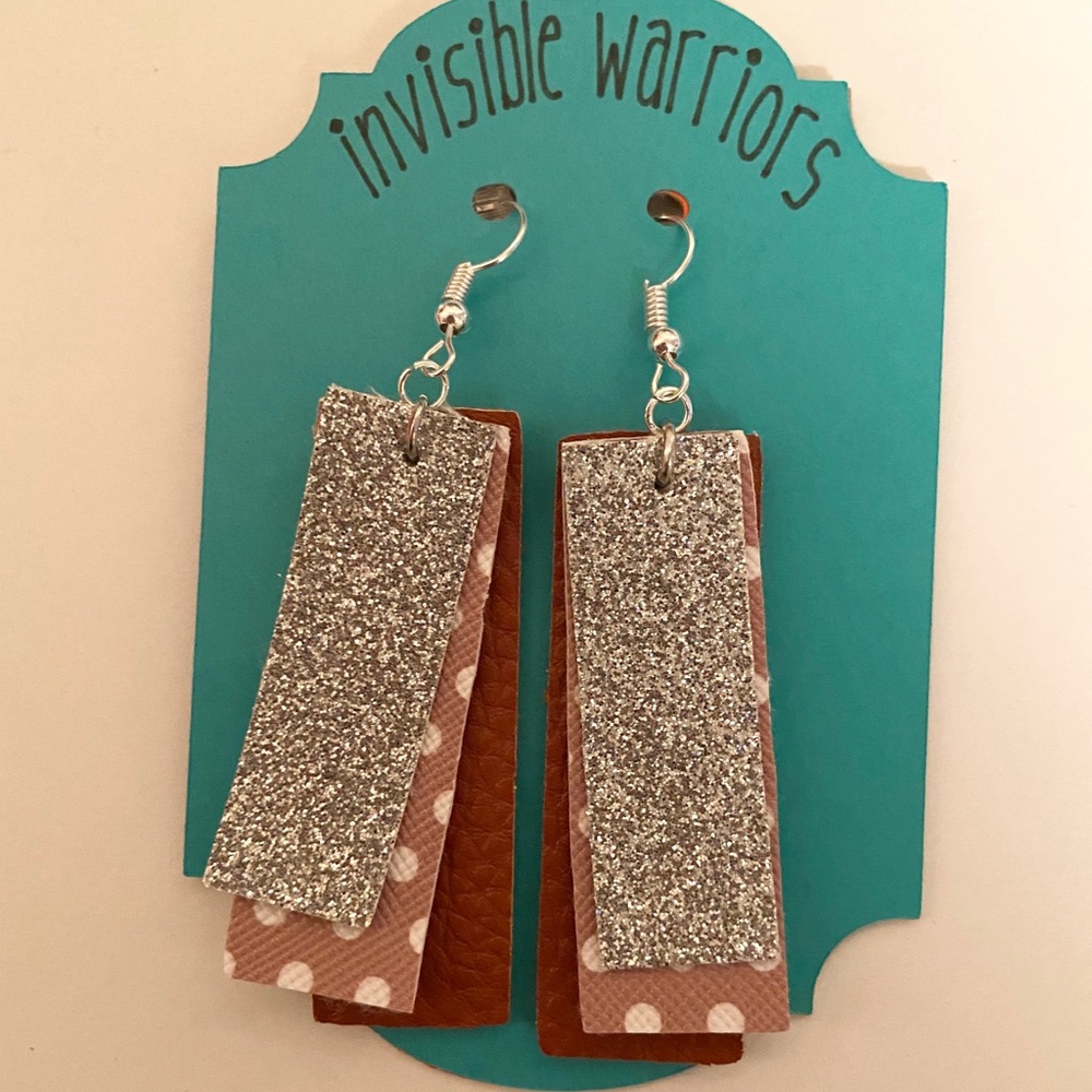 Rectangle handmade leather earrings